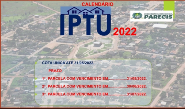 COMUNICADO CALENDARIO DE IPTU. PARECIS-RO