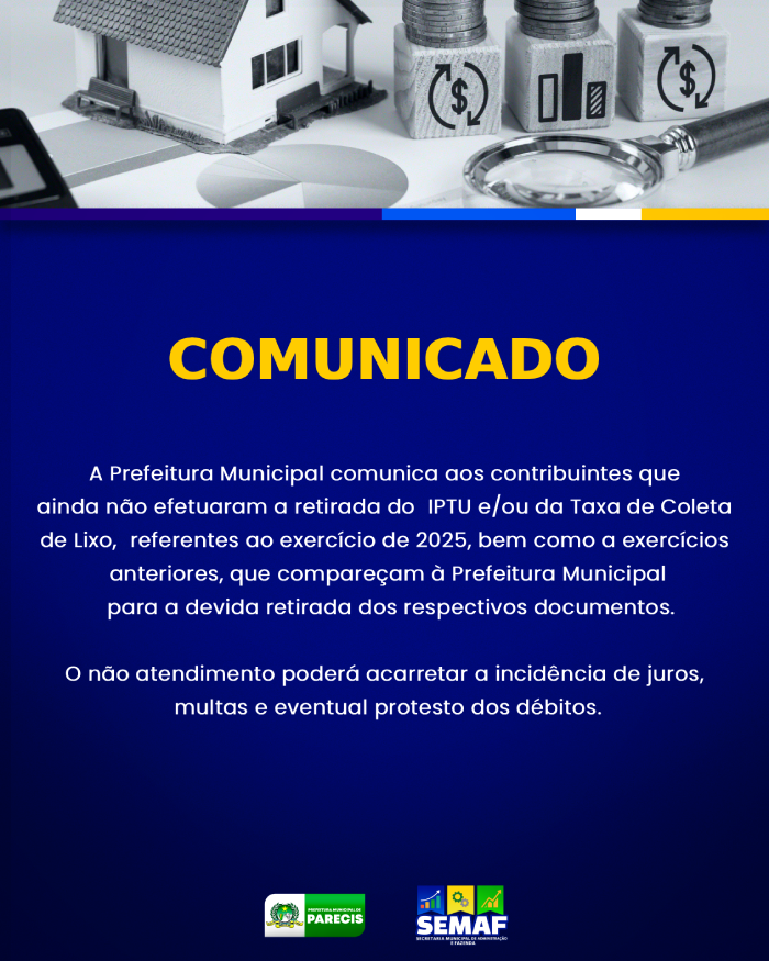 Comunicado sobre Taxa de Lixo e IPTU