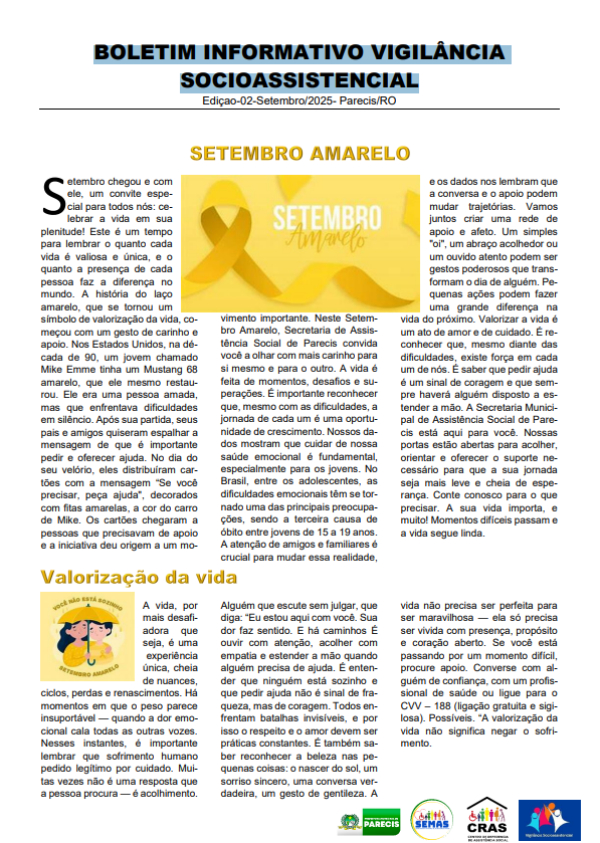 BOLETIM INFORMATIVO VIGILÂNCIA SOCIOASSISTENCIAL EDIÇÃO02-SETEMBRO