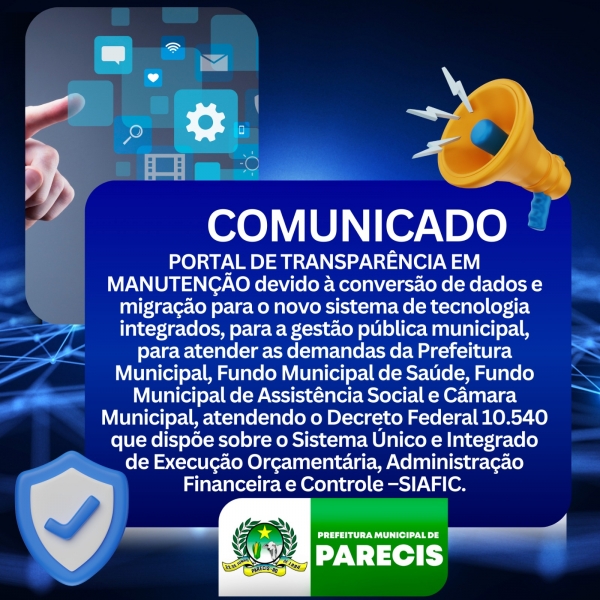 PORTAL DE TRANSPARÊNCIA EM MANUTENÇÃO