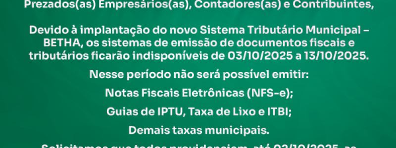 COMUNICADO SOBRE SISTEMAS